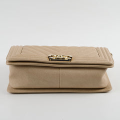 Chanel Medium Boy Caviar Champagne Gold