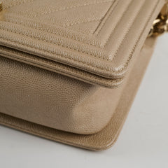Chanel Medium Boy Caviar Champagne Gold
