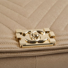 Chanel Medium Boy Caviar Champagne Gold