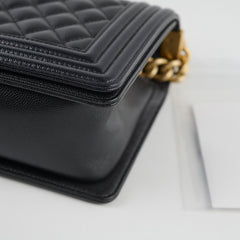 Chanel Caviar Old Medium Boy Black Series 28
