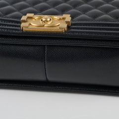 Chanel Caviar Old Medium Boy Black Series 28