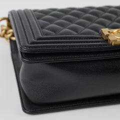 Chanel Caviar Old Medium Boy Black Series 28