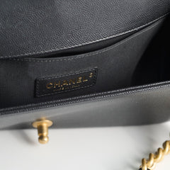 Chanel Caviar Old Medium Boy Black Series 28