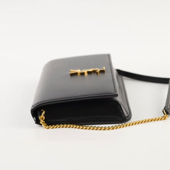 Saint Laurent Leather Phone Holder with Chain