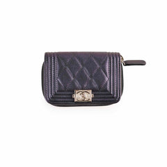 Chanel Boy Zip Coin Purse Iridescent Purple