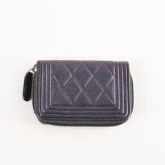 Chanel Boy Zip Coin Purse Iridescent Purple