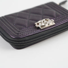 Chanel Boy Zip Coin Purse Iridescent Purple