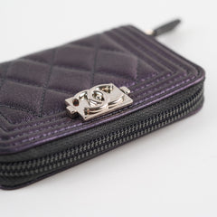Chanel Boy Zip Coin Purse Iridescent Purple