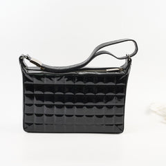 Chanel Chocolate Bar Patent Leather Shoulder Bag Black