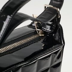 Chanel Chocolate Bar Patent Leather Shoulder Bag Black