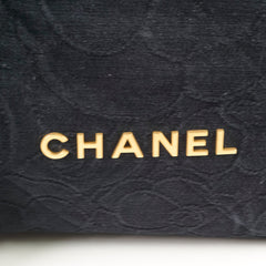 Chanel 22 Medium Camellia Velvet Black Microchipped