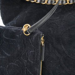 Chanel 22 Medium Camellia Velvet Black Microchipped