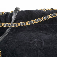 Chanel 22 Medium Camellia Velvet Black Microchipped