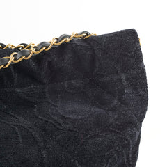 Chanel 22 Medium Camellia Velvet Black Microchipped