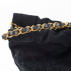 Chanel 22 Medium Camellia Velvet Black Microchipped