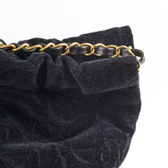 Chanel 22 Medium Camellia Velvet Black Microchipped