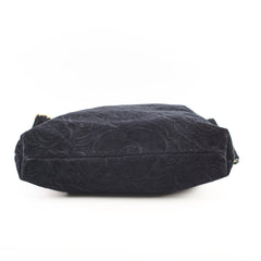 Chanel 22 Medium Camellia Velvet Black Microchipped