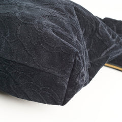 Chanel 22 Medium Camellia Velvet Black Microchipped