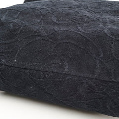 Chanel 22 Medium Camellia Velvet Black Microchipped