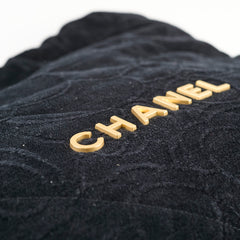 Chanel 22 Medium Camellia Velvet Black Microchipped