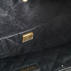 Chanel 22 Medium Camellia Velvet Black Microchipped