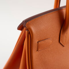 Hermes Birkin 30 Orange Epsom GHW R In Square