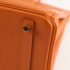 Hermes Birkin 30 Orange Epsom GHW R In Square