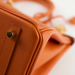 Hermes Birkin 30 Orange Epsom GHW R In Square