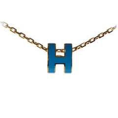 Hermes mini pop H necklace Blue Jean