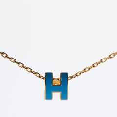 Hermes mini pop H necklace Blue Jean