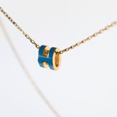 Hermes mini pop H necklace Blue Jean