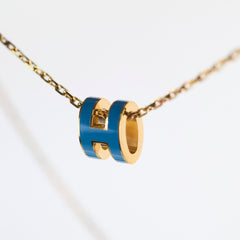 Hermes mini pop H necklace Blue Jean