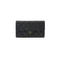 Chanel Caviar Fold Long Wallet Black