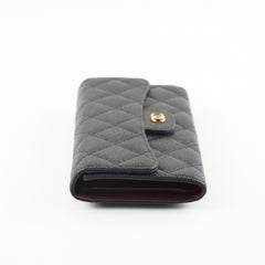 Chanel Caviar Fold Long Wallet Black