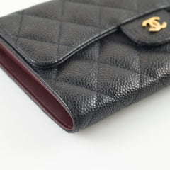 Chanel Caviar Fold Long Wallet Black