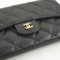 Chanel Caviar Fold Long Wallet Black