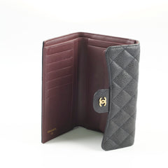 Chanel Caviar Fold Long Wallet Black