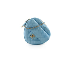 Chanel Blue Heart Cross Body Lambskin Microchip