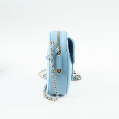 Chanel Blue Heart Cross Body Lambskin Microchip
