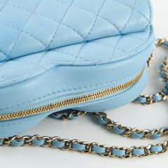 Chanel Blue Heart Cross Body Lambskin Microchip
