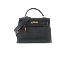 Hermes Kelly 32 Black Ardennes Leather C in square