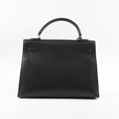 Hermes Kelly 32 Black Ardennes Leather C in square