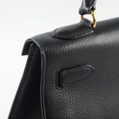 Hermes Kelly 32 Black Ardennes Leather C in square