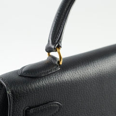 Hermes Kelly 32 Black Ardennes Leather C in square