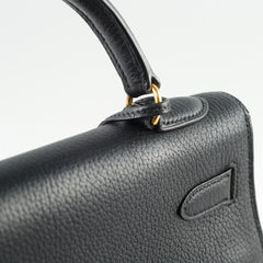 Hermes Kelly 32 Black Ardennes Leather C in square