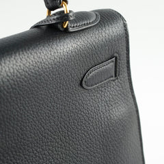 Hermes Kelly 32 Black Ardennes Leather C in square