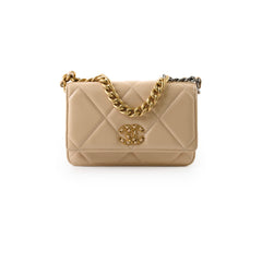 Chanel 19 Wallet On Chain WOC Lambskin Beige