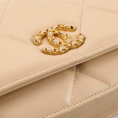 Chanel 19 Wallet On Chain WOC Lambskin Beige