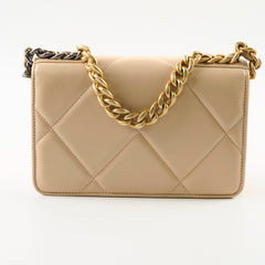 Chanel 19 Wallet On Chain WOC Lambskin Beige