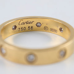 Cartier Love 8 Diamond Ring Yellow Gold Size 56